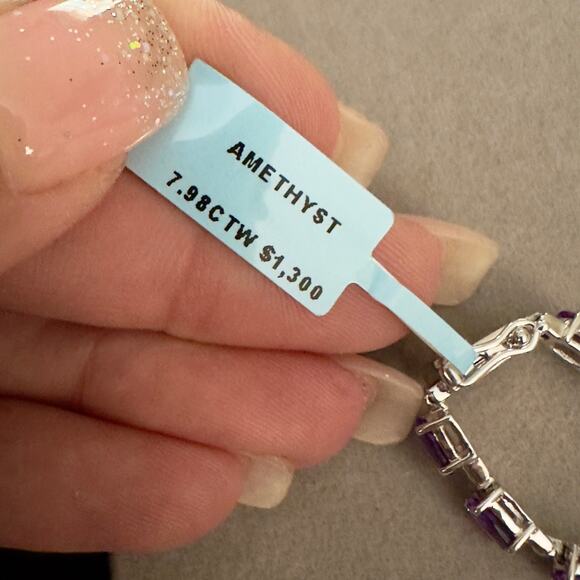 Beautiful Genuine Amethyst Bracelet 7.25in, 4.5mm 7.98ctw~Retail $1300~NEW - Picture 10 of 14